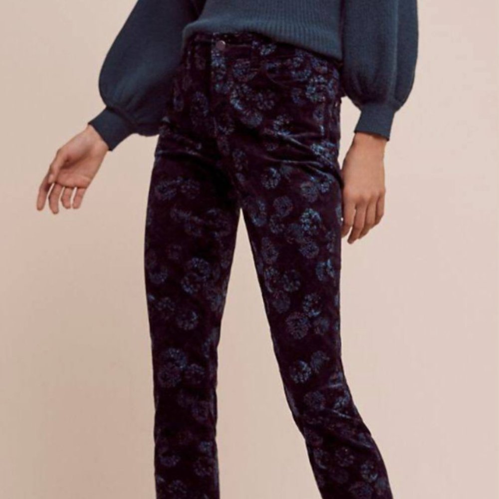 Pilcro and the Letterpress Script Velvet Pants